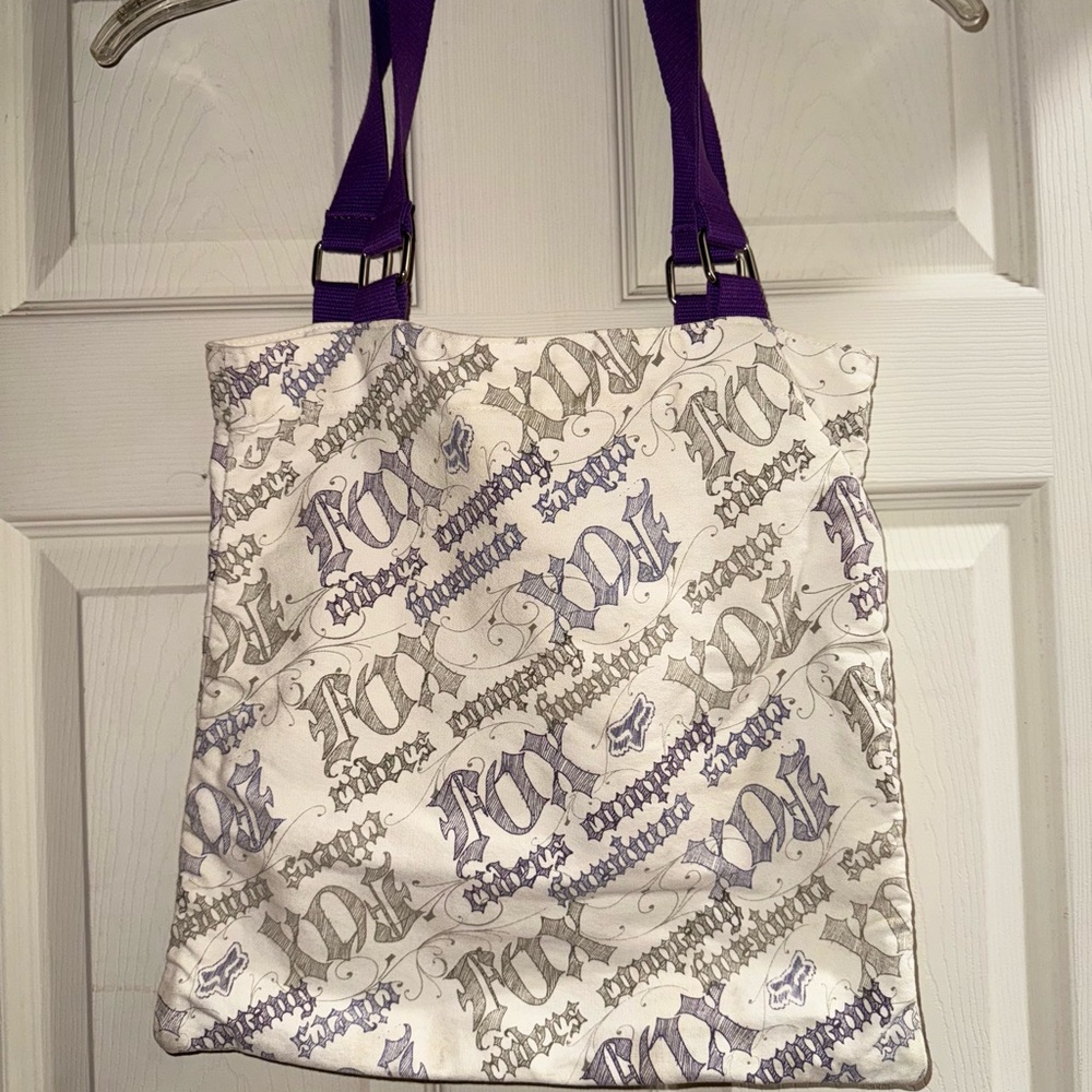 Fox White and Purple Graphic Tote